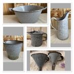 Brocante gewolkt emaille / Teil - Kan - Emmertje - melkkoker, Ophalen of Verzenden