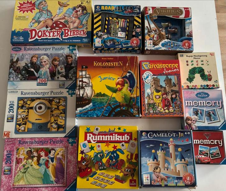 Diverse spellen en puzzels - Dokter Bibber, Rummikub, etc., Hobby en Vrije tijd, Gezelschapsspellen | Bordspellen, Gebruikt, Een of twee spelers