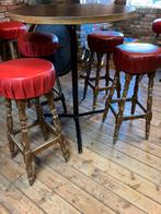 Statafel met 4 barkrukken, Gebruikt, Met voetsteun, Ophalen of Verzenden, 90 cm of meer