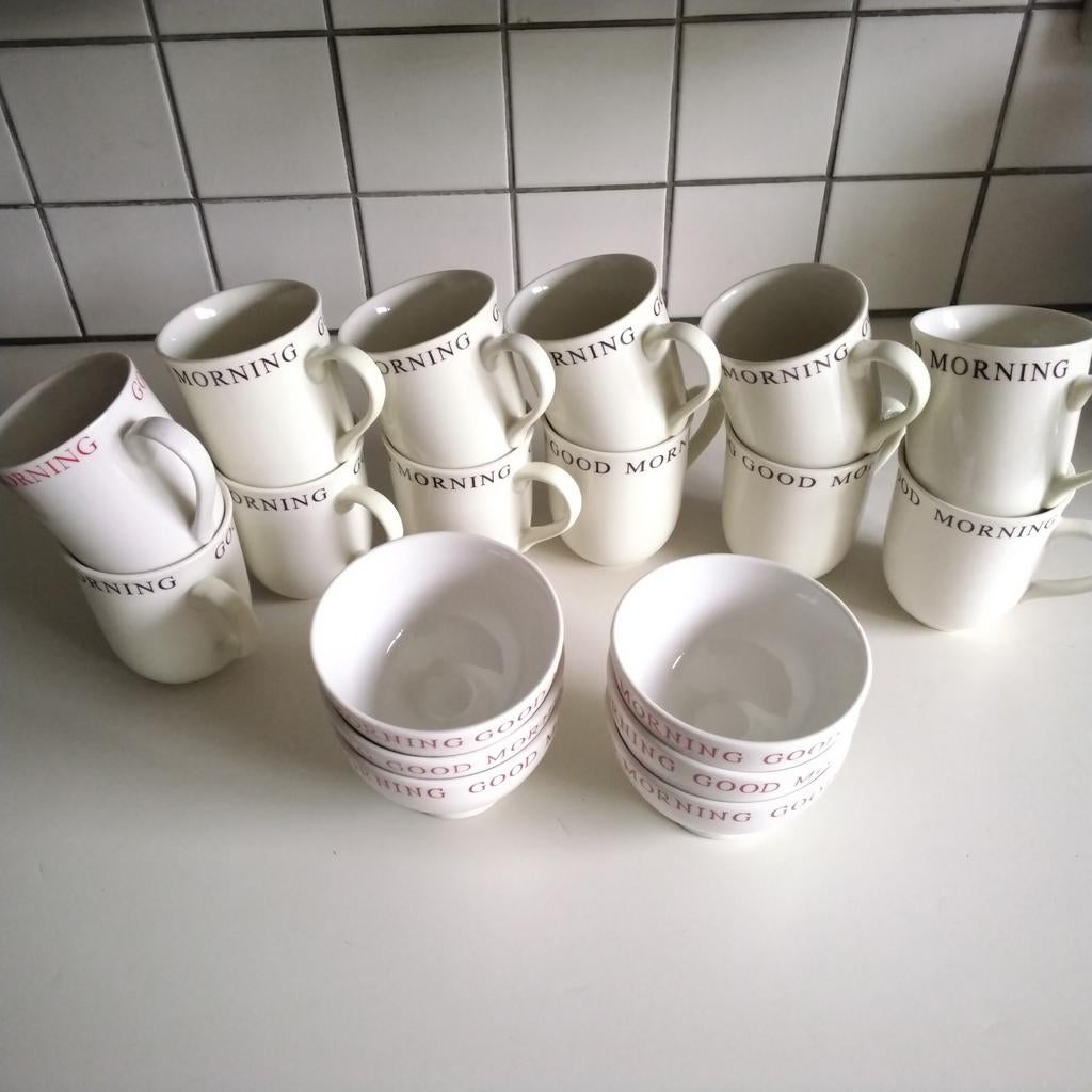 Vos  " good morning " serviesdelen, Ophalen of Verzenden, Overige stijlen, Kop(pen) en/of Schotel(s)