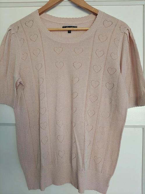 King Louie XL truitje top korte mouw hartjes glitter ook, Kleding | Dames, T-shirts, Zo goed als nieuw, Maat 42/44 (L), Roze, Korte mouw