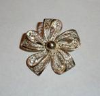 Broche Zilver Opengewerkt Filigrain Bloem, Verzenden, Minder dan 4 cm, Zo goed als nieuw, Zilver