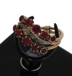 Antieke fraaie 14k gouden robijnen roos diamanten dames ring, Ophalen of Verzenden, Goud, Ring, Met edelsteen