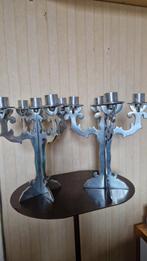 Vintage Aluminium Kandelaars Set, Gebruikt, 25 tot 50 cm, Ophalen of Verzenden, Metaal