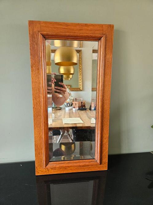 Vintage / antieke  houten spiegel met facetgeslepen rand, Antiek en Kunst, Antiek | Spiegels, Minder dan 50 cm, Minder dan 100 cm