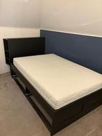 Brimnes bed met opberglades 140x200, Ophalen, Zwart, Tweepersoons, 140 cm