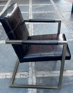 Zwart leren eetkamer stoelen met stalen frame, Huis en Inrichting, Stoelen, Ophalen, Drie, Zwart, Leer