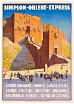 Orient Express Simplon Reis Poster Art Deco, Verzamelen, Verzenden, Nieuw, Trein, Kaart of Prent