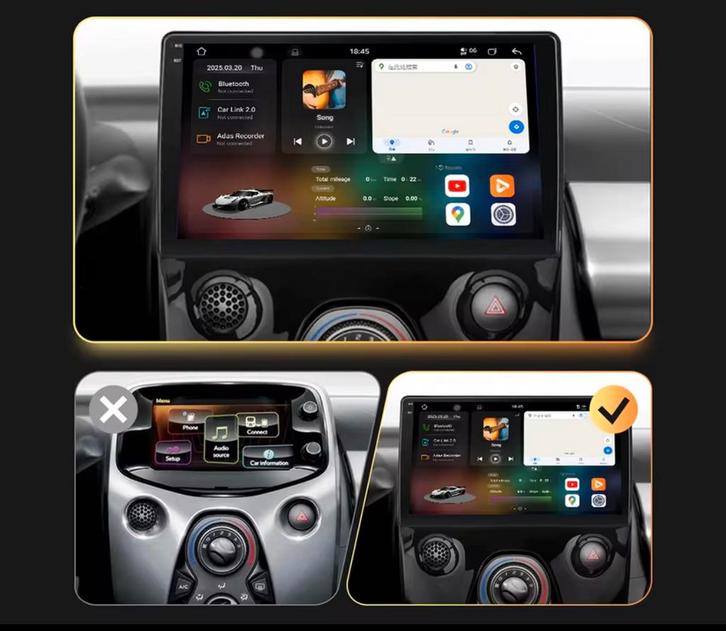 Apple CarPlay Android Citroen c1 Peugeot 107  aygo 2014-2020, Auto diversen, Autoradio's, Zo goed als nieuw, Ophalen