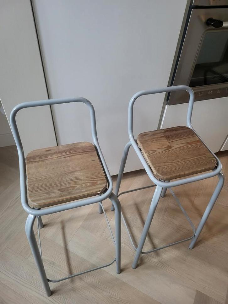 Industriële barkrukken - set van 2, Huis en Inrichting, Stoelen, Twee, Metaal, Ophalen
