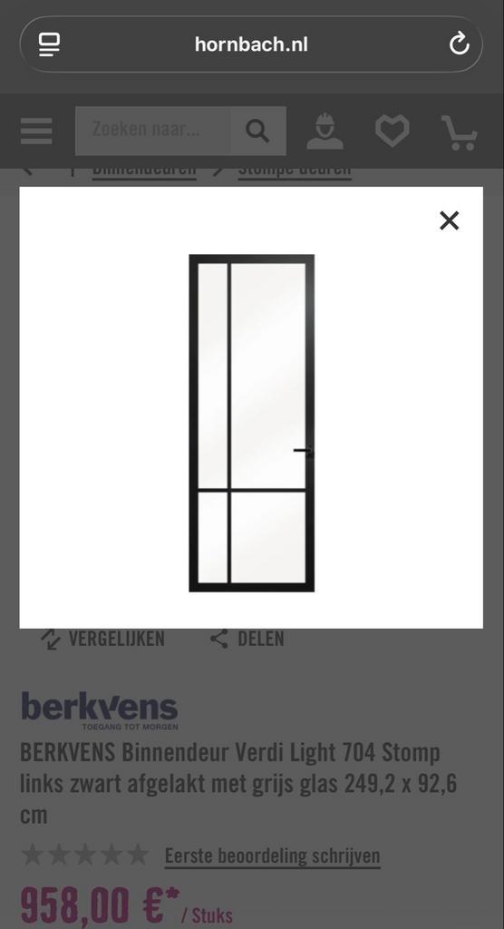 Luxe Zwarte Deur + Kozijn - Nieuw!, Doe-het-zelf en Verbouw, Deuren en Horren, Nieuw, Binnendeur, 215 cm of meer, 80 tot 100 cm