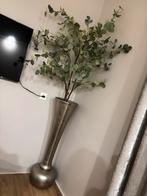 Grote vaas (nikkel) met Eucalyptus kunst plant, Ophalen, Zo goed als nieuw