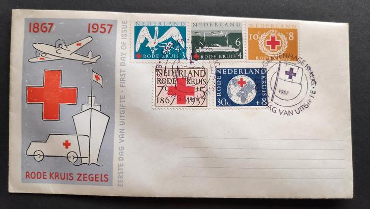 Eerstedagenvelop E31 - Rode Kruis 1957 (lees!), Postzegels en Munten, Postzegels | Eerstedagenveloppen, Onbeschreven, Nederland