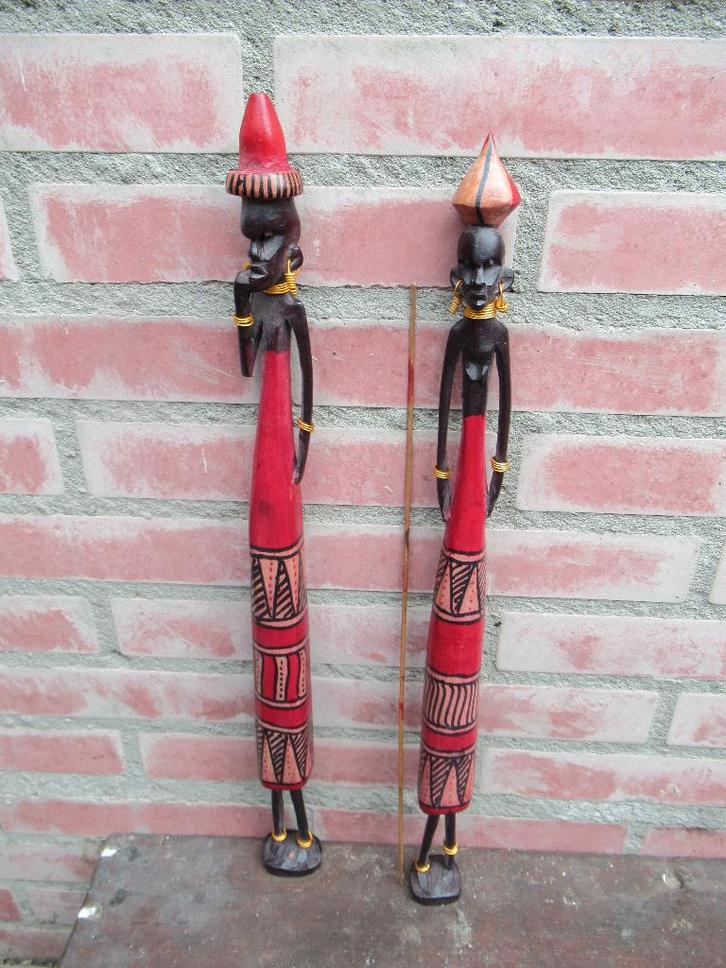 MASAI beeldjes Oost Afrika Nomaden volk kleurig hoog 45 cm, Antiek en Kunst, Kunst | Niet-Westerse kunst, Ophalen of Verzenden