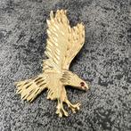 14k gouden kettinghanger adelaar model robijn oog, Ophalen of Verzenden, Nieuw, Goud, Kruis of Symbool
