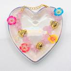 Roze Rozenkwarts Ketting met Gouden Bedels, Ophalen of Verzenden, Nieuw, Roze