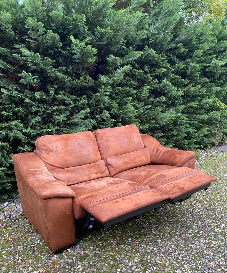 Relaxbank 2,5 Zits hufterproof leer cognac zeer nette staat, Huis en Inrichting, Banken | Bankstellen, Zo goed als nieuw, 150 tot 200 cm