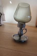 tinnen onderstel voor kandelaar met glazen bol, Antiek en Kunst, Ophalen of Verzenden, Overige materialen