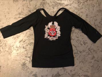 Madanna  vintage print shirt zwart maat:M. beschikbaar voor biedingen
