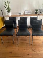 6 design eetkamerstoelen, Ophalen, Gebruikt, Zwart, Metaal