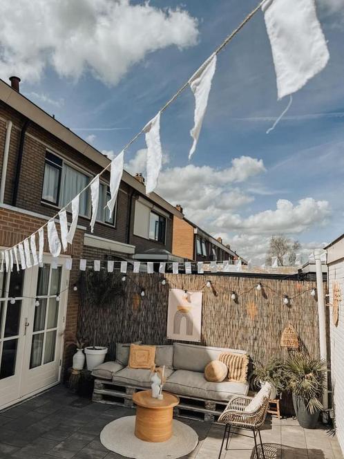 Vlaggenlijn slinger wit katoen bruiloft vlaggetjes jutetouw, Hobby en Vrije tijd, Feestartikelen, Nieuw, Versiering, Geboorte of Huwelijk