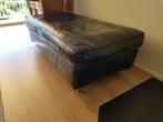 Zwart lederen poef, Ophalen, Gebruikt, 125 cm of meer, Leer