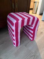 Roze Gestreepte Bouclé Poef Xenos, Huis en Inrichting, Banken | Voetenbanken en Poefen, Ophalen, Vierkant, Nieuw, 75 tot 100 cm