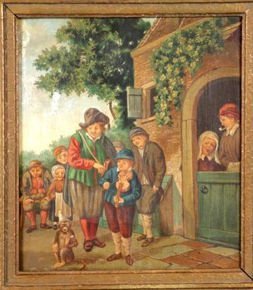 Hollands Belgisch? schilderij ca 1870 zeldzaam mooie scène beschikbaar voor biedingen