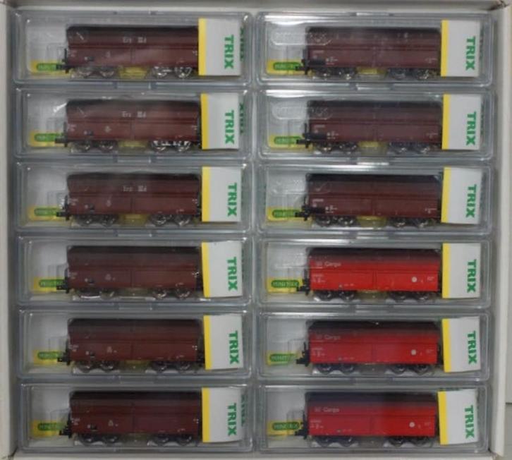 Minitrix N 15252- Selbstentladewagen, DB, NEM,...12 Stuks..., Hobby en Vrije tijd, Modeltreinen | N-Spoor, Nieuw, Wagon, Gelijkstroom