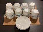 Vintage Franse Melkglazen Kopjes - Blauw Bloemmotief, Antiek en Kunst, Ophalen