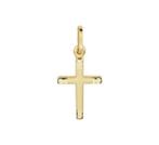 Gouden Kruis hangertje mat/glad - 14 karaat goud, Nieuw, Ophalen of Verzenden, Kruis of Symbool, Goud
