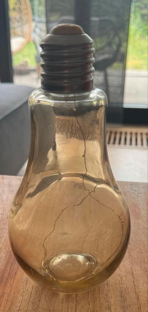 Vintage Gloeilamp Lamp - Amberkleurig Glas, Antiek en Kunst, Antiek | Lampen, Ophalen of Verzenden