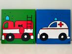 Kunst op canvas kinderkamer - brandweer & ambulance, Ophalen of Verzenden, Zo goed als nieuw, Wanddecoratie
