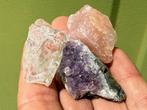 Gouden driehoek Amethist Bergkristal Rozenkwarts mineralen Z, Ophalen of Verzenden, Mineraal