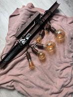 Bruine hanglamp met glazen bollen (1 bol kapot), Huis en Inrichting, Lampen | Hanglampen, Ophalen of Verzenden, Gebruikt, Glas