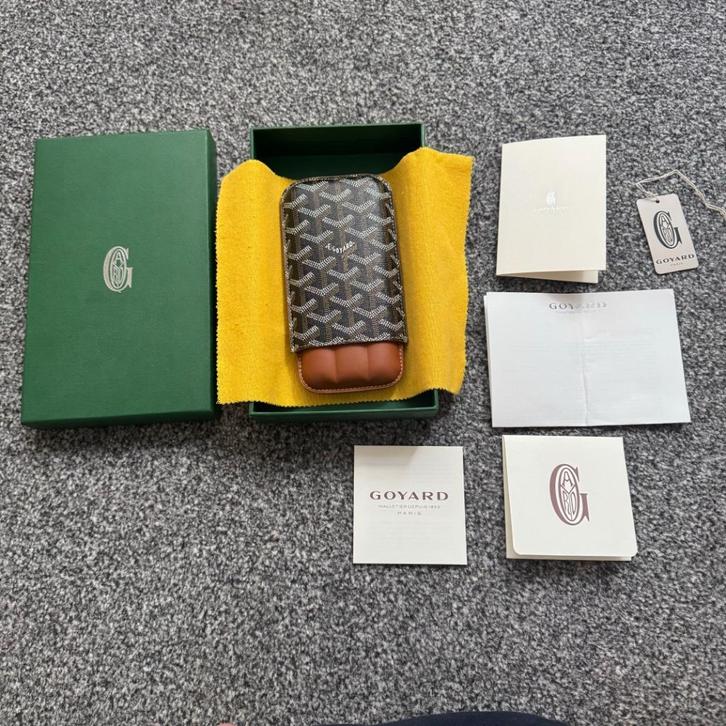 Goyard 3C Churchill sigarenkistje bruin met Doos & Factuur, Sieraden, Tassen en Uiterlijk, Portemonnees, Nieuw, Bruin, Ophalen of Verzenden