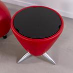 2x Leolux Set Pallone + TamTam Rood/Zwart Leer - Bloemmotief, 75 tot 100 cm, Ophalen of Verzenden, Zo goed als nieuw, Metaal