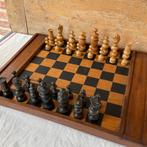 Antiek houten schaakspel met schaakstukken, Verzenden, Gebruikt