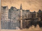 Ets Amsterdamse Oude Damrak, Antiek en Kunst, Kunst | Etsen en Gravures, Ophalen of Verzenden