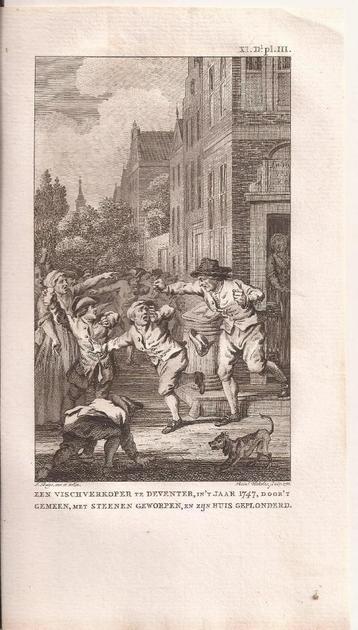 Deventer. Een vischverkoper te Deventer in 't jaar 1747, doo beschikbaar voor biedingen