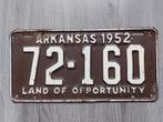 Kentekenplaat 1952 Arkansas USA Nummerplaat Nummerbord, Verzamelen, Automerken, Motoren en Formule 1, Ophalen of Verzenden, Gebruikt