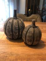 2 grijze houten decoratie pompoenen, Ophalen, Zo goed als nieuw