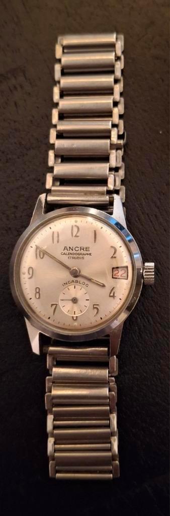 Vintage Ancre Calendographe Incabloc horloge 17 Rubis beschikbaar voor biedingen