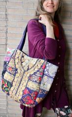 Patchwork India hippie tas tote bag XL strandtas MARINE GOUD, Sieraden, Tassen en Uiterlijk, Tassen | Damestassen, Ophalen of Verzenden