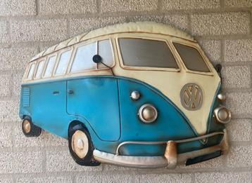 Volkswagenbusje - VW (blauw/beige) wanddecoratie van metaal. beschikbaar voor biedingen