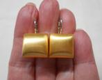 Zilveren Bicolor hang oorbellen nr.1035, Hangers, Verzenden, Zo goed als nieuw, Goud