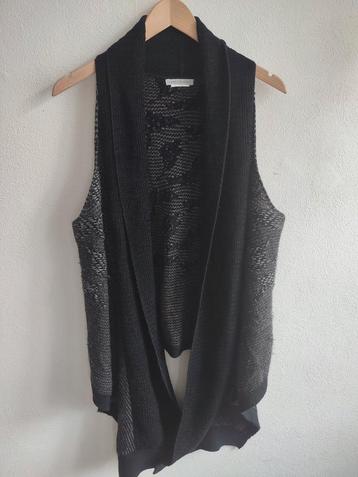 Sarah Pacini gebreid vest gilet XL zwart grijs beschikbaar voor biedingen