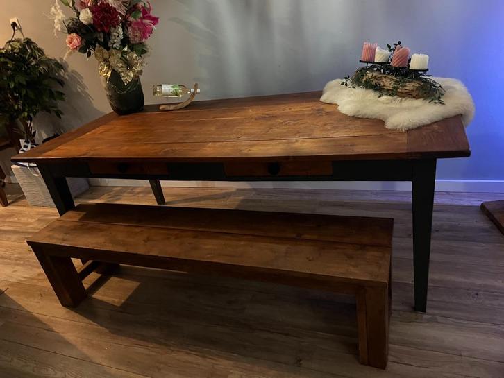 eettafel, Huis en Inrichting, Tafels | Eettafels, Gebruikt, 50 tot 100 cm, 200 cm of meer, Vijf personen of meer, Rechthoekig