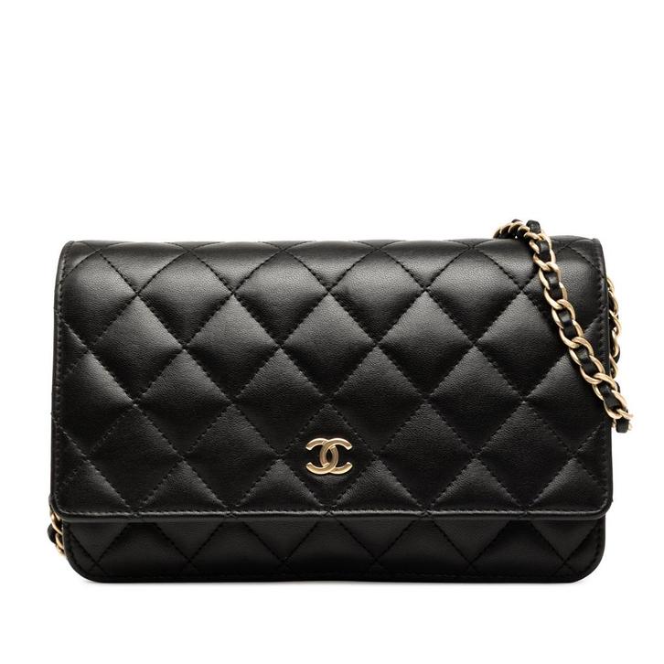 Chanel Wallet On Chain - Lamsleer, Sieraden, Tassen en Uiterlijk, Tassen | Damestassen, Zo goed als nieuw, Schoudertasje, Zwart