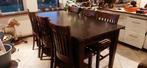 Koloniale eettafel met 6 stoelen, Huis en Inrichting, Tafels | Eettafels, Ophalen, Gebruikt, 100 tot 150 cm, Koloniaal